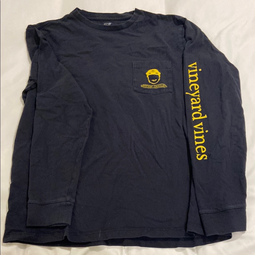 Vineyard Vines Black Long Sleeve Tee with Yellow Logo